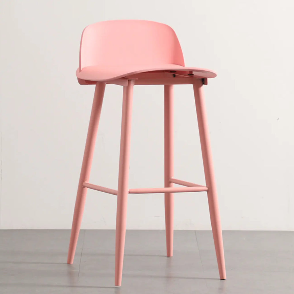 Contemporary Light Gray Plastic Saddle Low Back Bar Stools