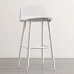 Contemporary Light Gray Plastic Saddle Low Back Bar Stools