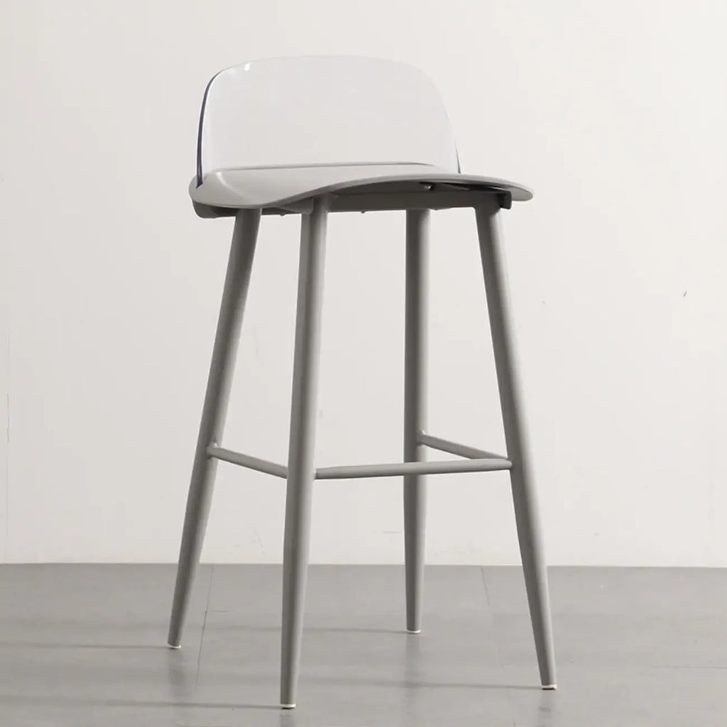 Contemporary Light Gray Plastic Saddle Low Back Bar Stools