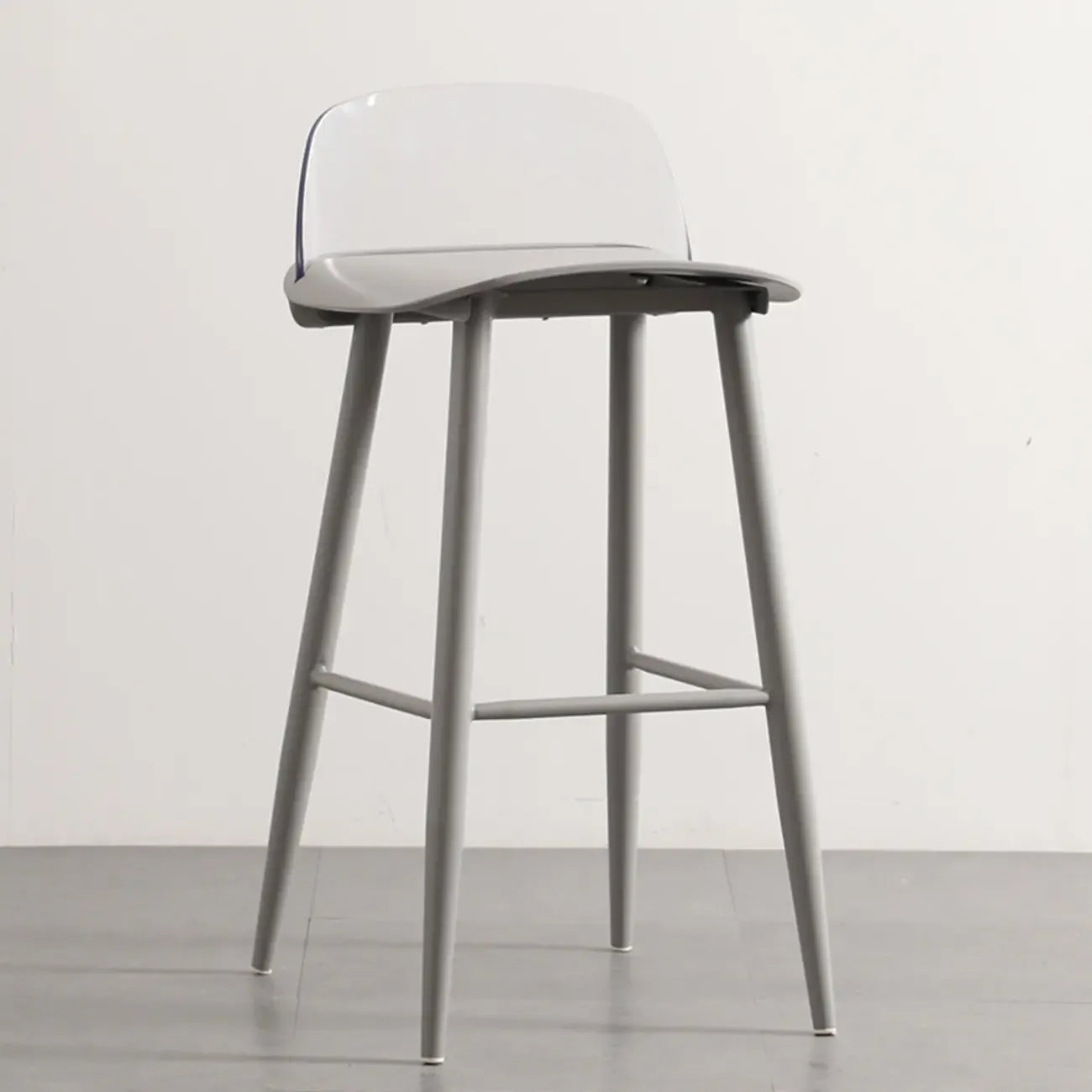 Contemporary Light Gray Plastic Saddle Low Back Bar Stools