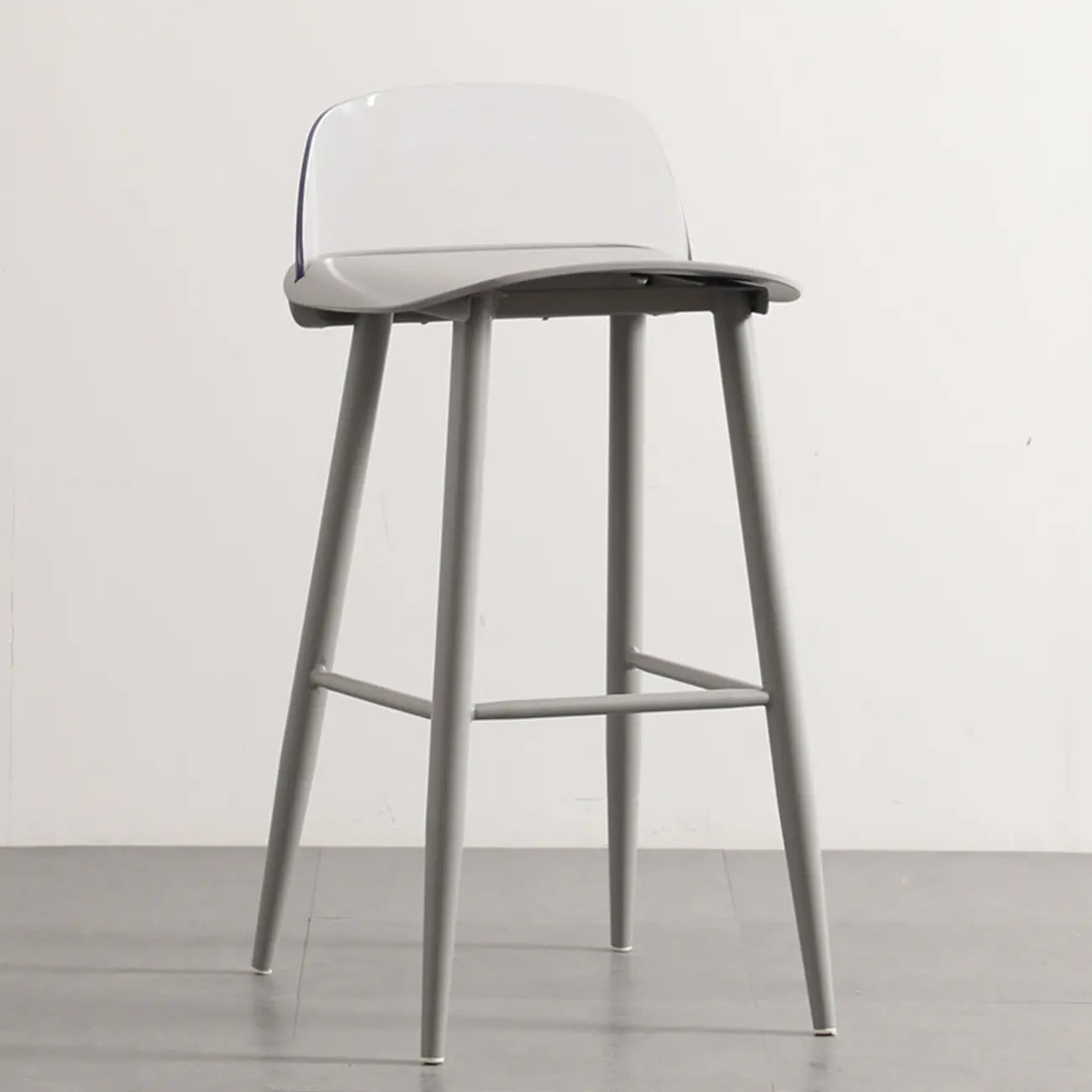 Contemporary Light Gray Plastic Saddle Low Back Bar Stools
