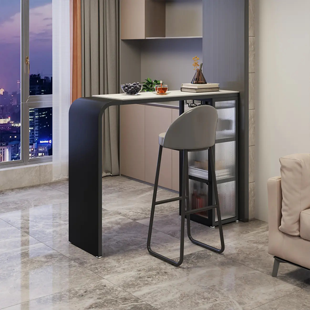 Modern Scratch Resistant Granite Top Pub Table for Kitchen