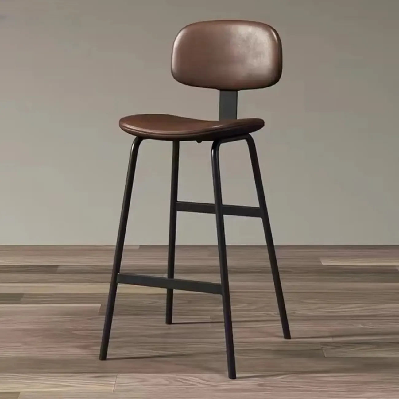 Saddle Leather Modern Ergonomic Low Back Bar Stool for Kitchen