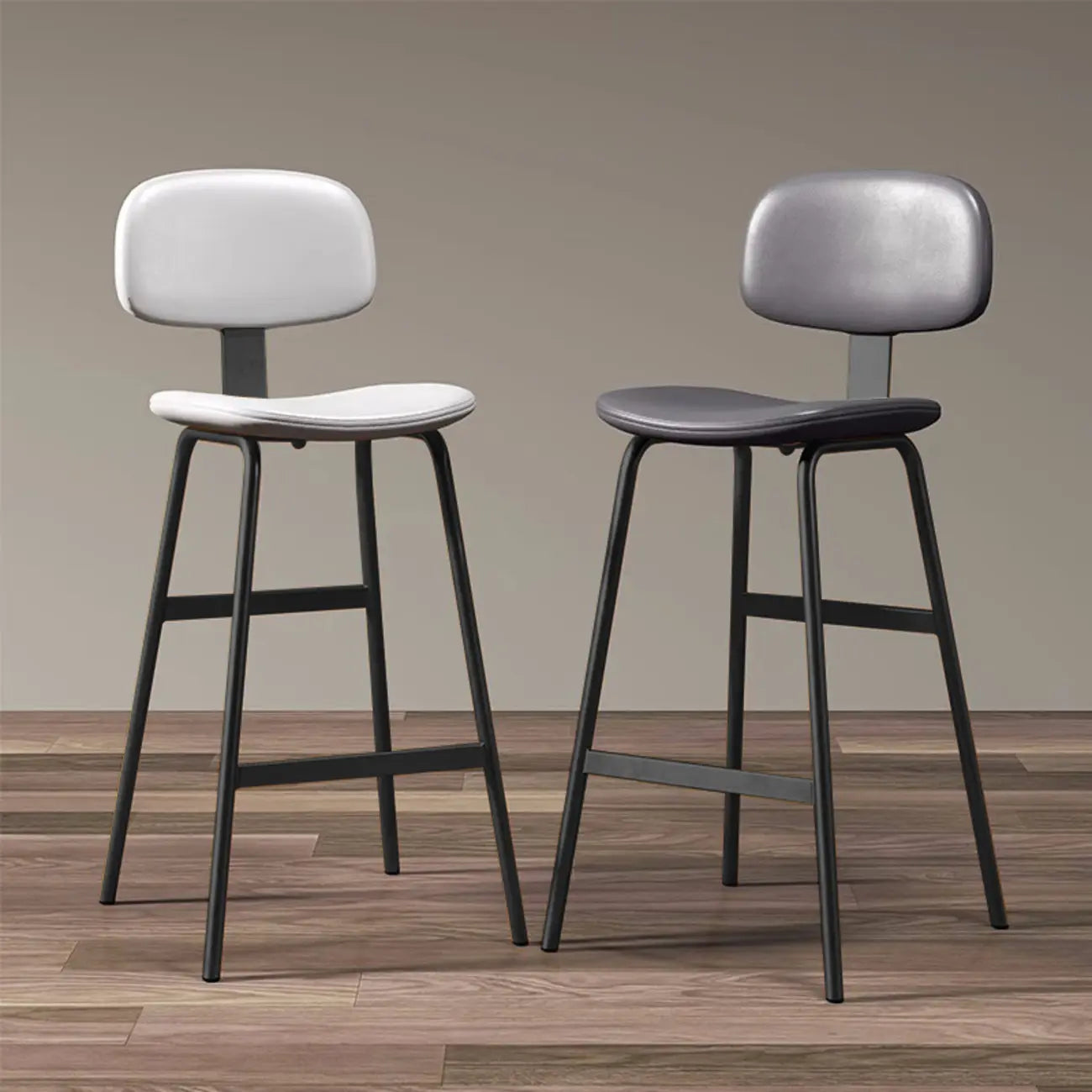 Saddle Leather Modern Ergonomic Low Back Bar Stool for Kitchen