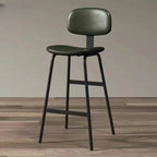 Saddle Leather Modern Ergonomic Low Back Bar Stool for Kitchen
