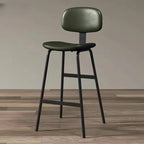 Saddle Leather Modern Ergonomic Low Back Bar Stool for Kitchen