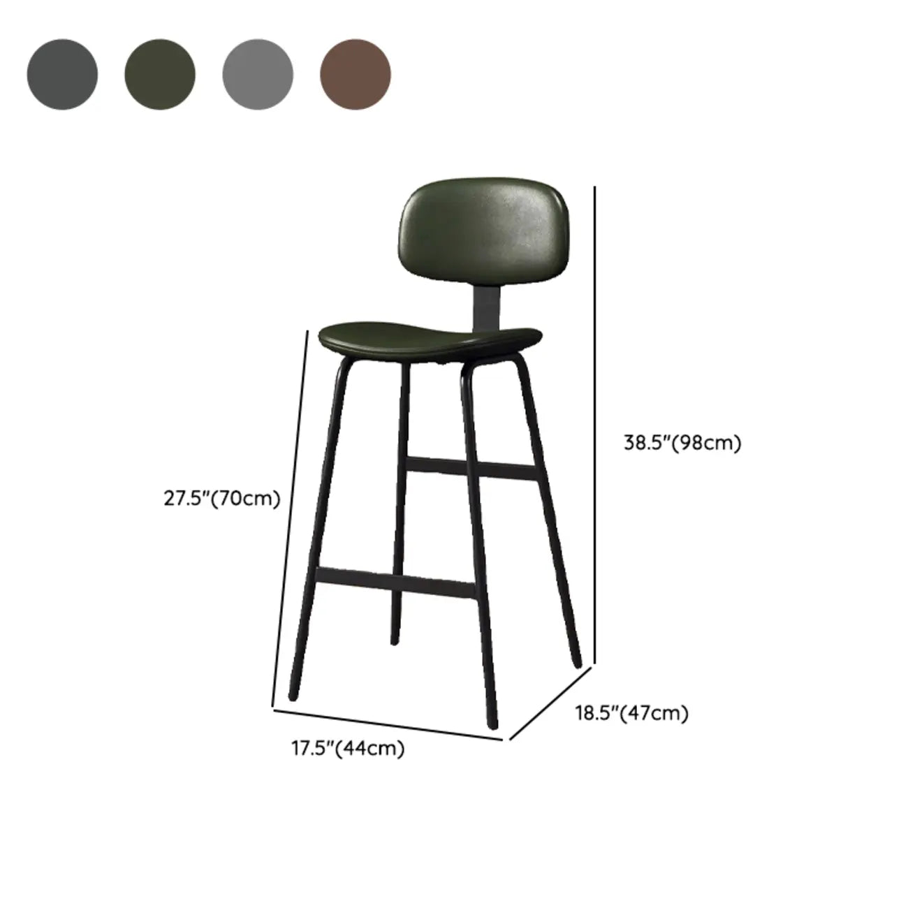 Saddle Leather Modern Ergonomic Low Back Bar Stool for Kitchen