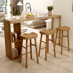 Scandinavian Brown Pine Fixed Storage Bar Tables