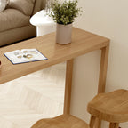 Scandinavian Brown Pine Fixed Storage Bar Tables