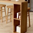 Scandinavian Brown Pine Fixed Storage Bar Tables