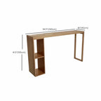 Scandinavian Brown Pine Fixed Storage Bar Tables