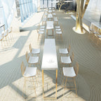 Modern White High Bar Table with Fixed Top for Dining and Bars