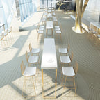 Modern White High Bar Table with Fixed Top for Dining and Bars