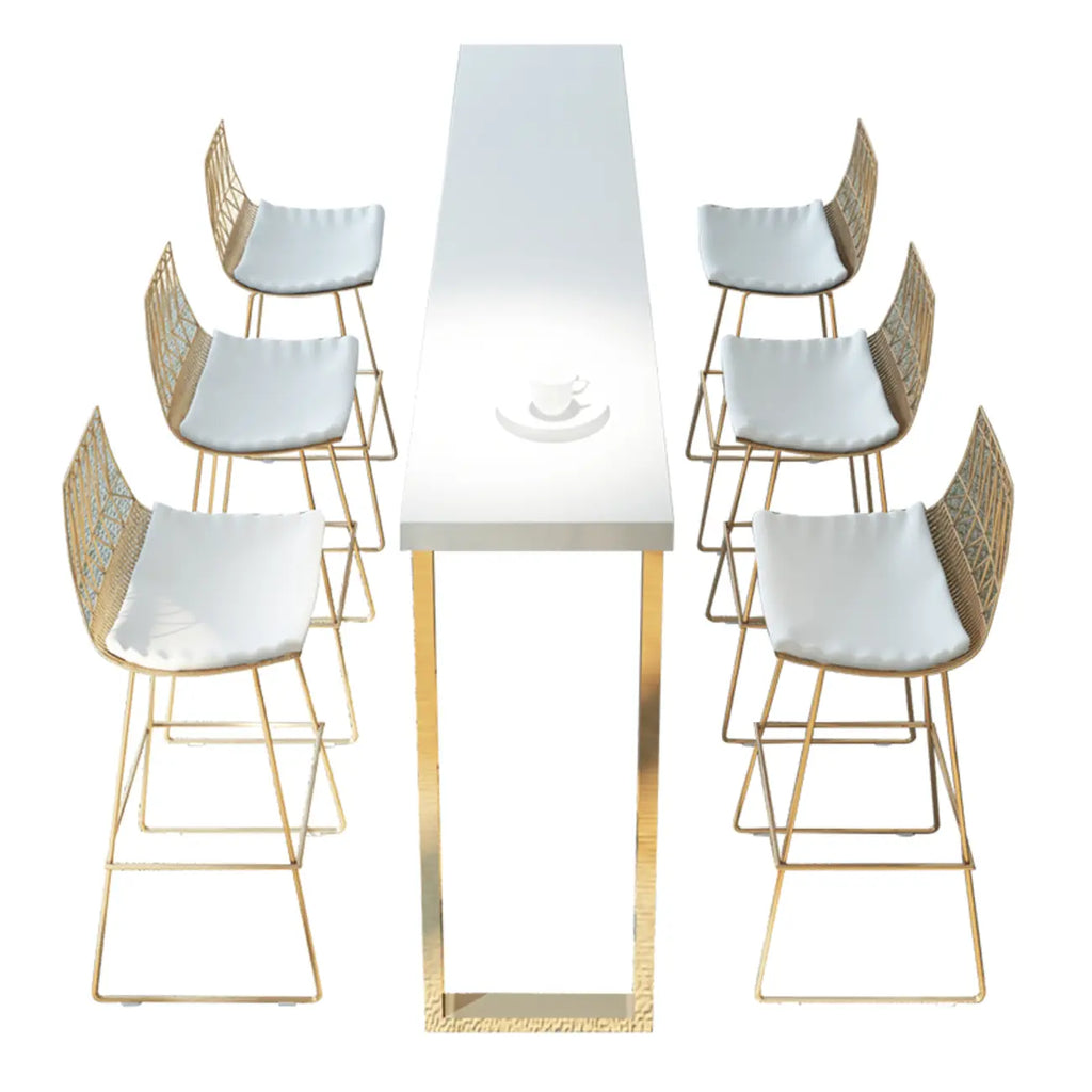 Modern White High Bar Table with Fixed Top for Dining and Bars