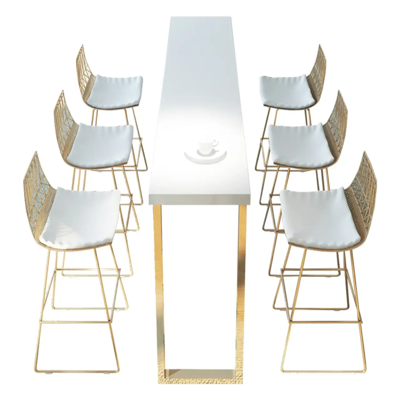 Modern White High Bar Table with Fixed Top for Dining and Bars