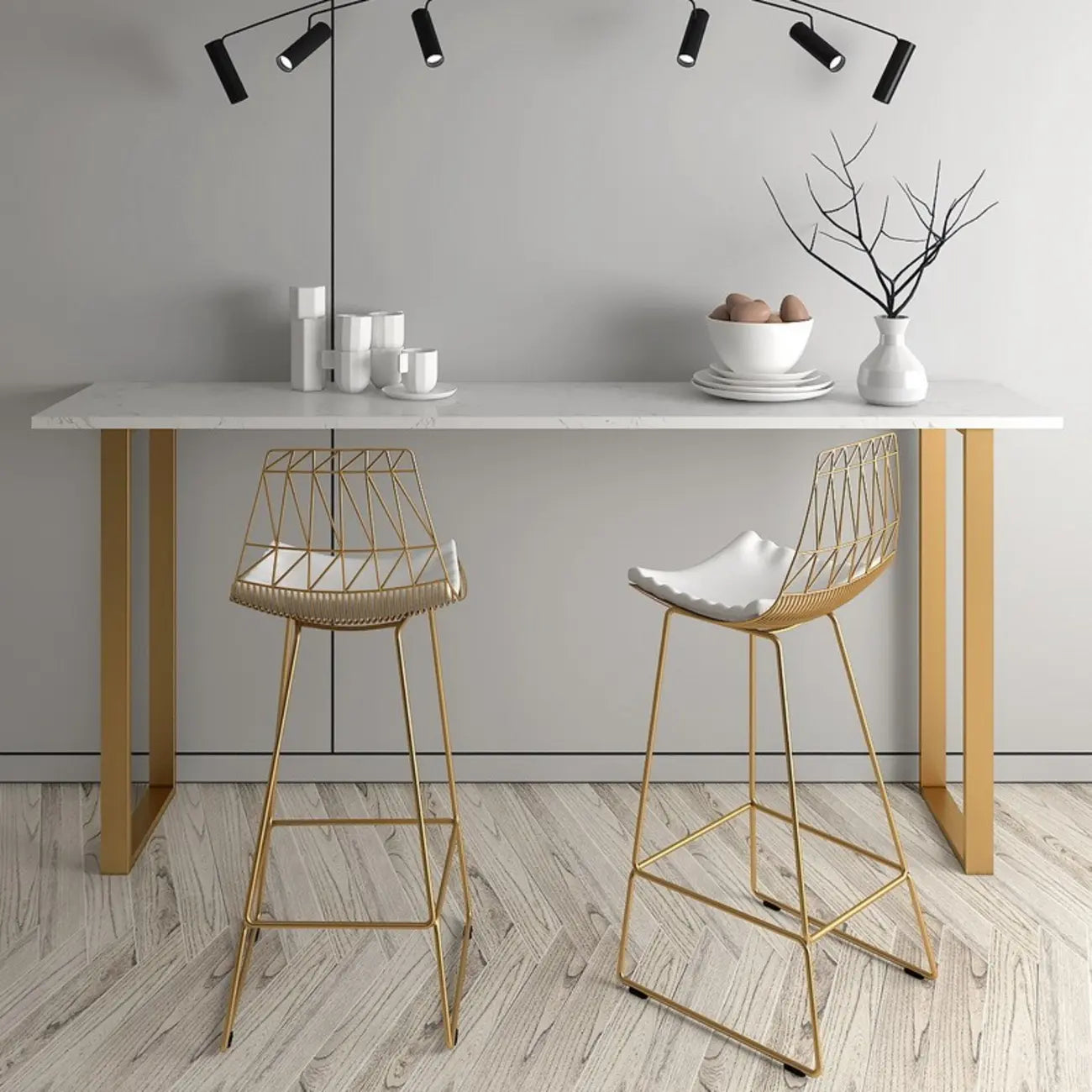 Modern White High Bar Table with Fixed Top for Dining and Bars