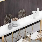 Modern White High Bar Table with Fixed Top for Dining and Bars