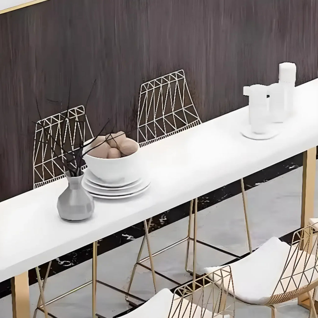 Modern White High Bar Table with Fixed Top for Dining and Bars