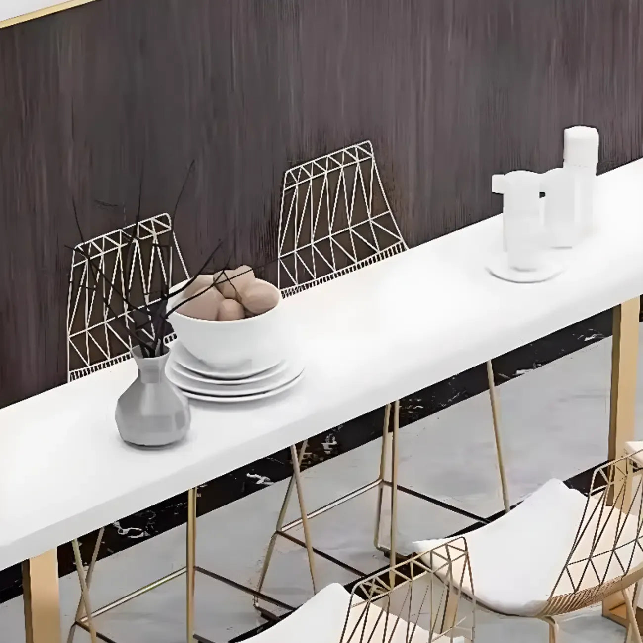 Modern White High Bar Table with Fixed Top for Dining and Bars