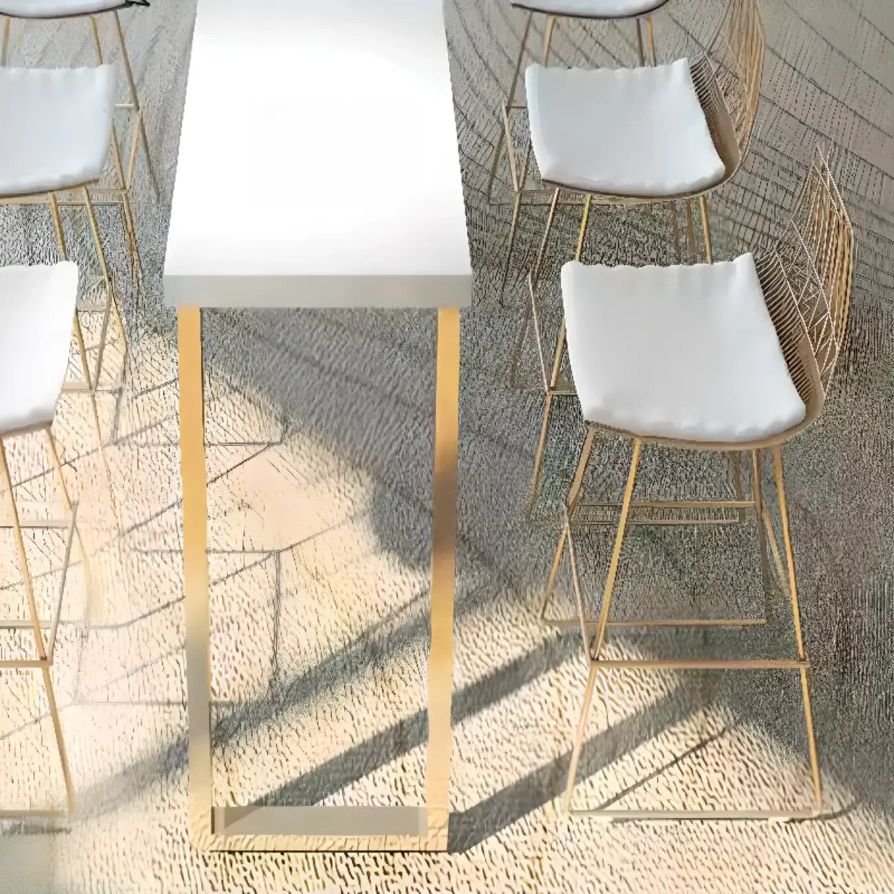 Modern White High Bar Table with Fixed Top for Dining and Bars