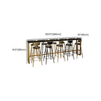 Luxurious Midnight Black Wood Gold Metal Leg Rest Bar Tables