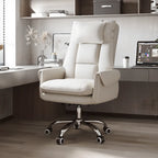 Ergonomic White-Orange Faux Fur Recliner Adjustable Office Chair