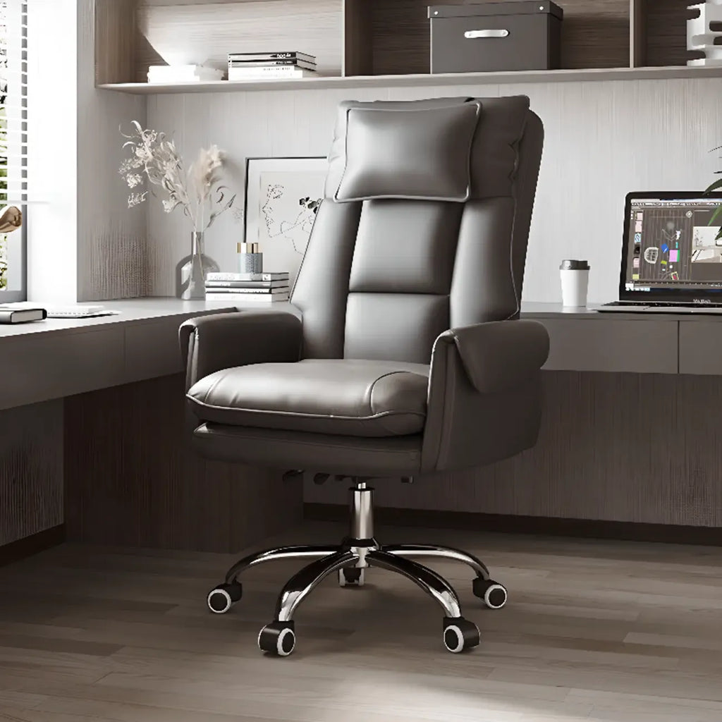 Ergonomic White-Orange Faux Fur Recliner Adjustable Office Chair