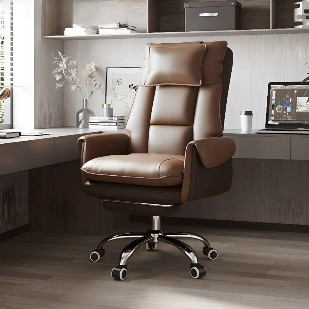 Ergonomic White-Orange Faux Fur Recliner Adjustable Office Chair