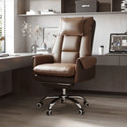 Ergonomic White-Orange Faux Fur Recliner Adjustable Office Chair
