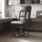Ergonomic White-Orange Faux Fur Recliner Adjustable Office Chair
