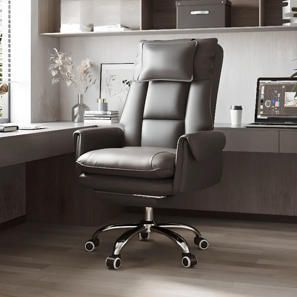 Ergonomic White-Orange Faux Fur Recliner Adjustable Office Chair