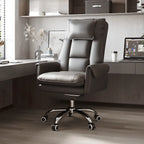 Ergonomic White-Orange Faux Fur Recliner Adjustable Office Chair