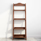 4-Tier Narrow Walnut Wood Ladder Bookcase for Bedroom