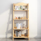 4-Tier Narrow Walnut Wood Ladder Bookcase for Bedroom