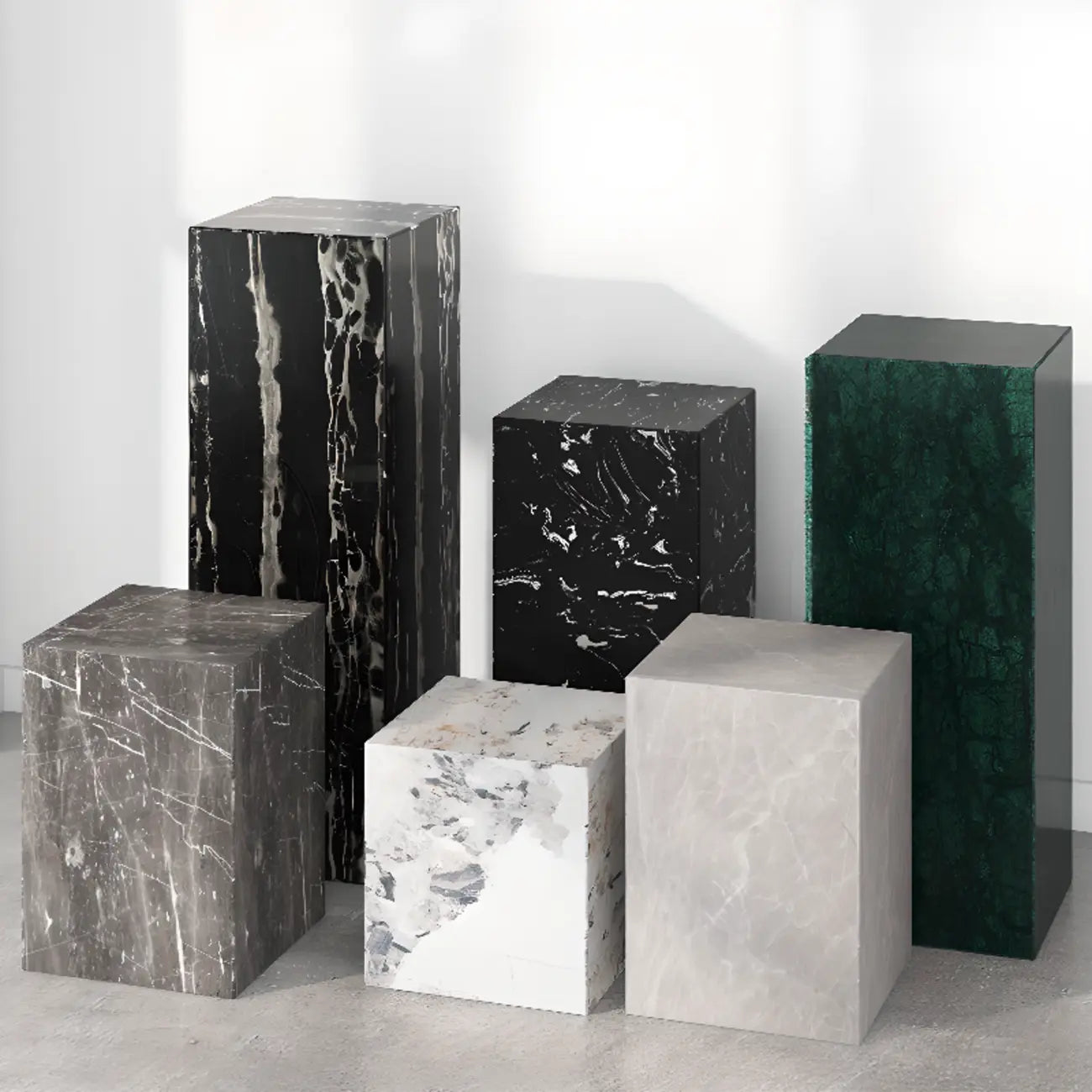 Minimalist Marble Square Block End Table