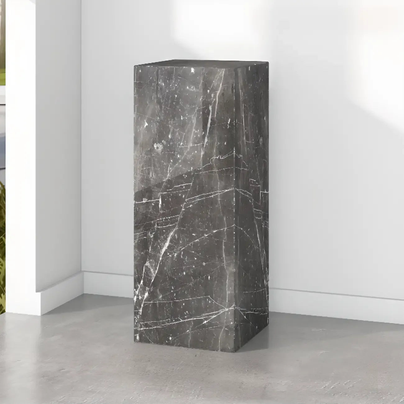 Minimalist Marble Square Block End Table