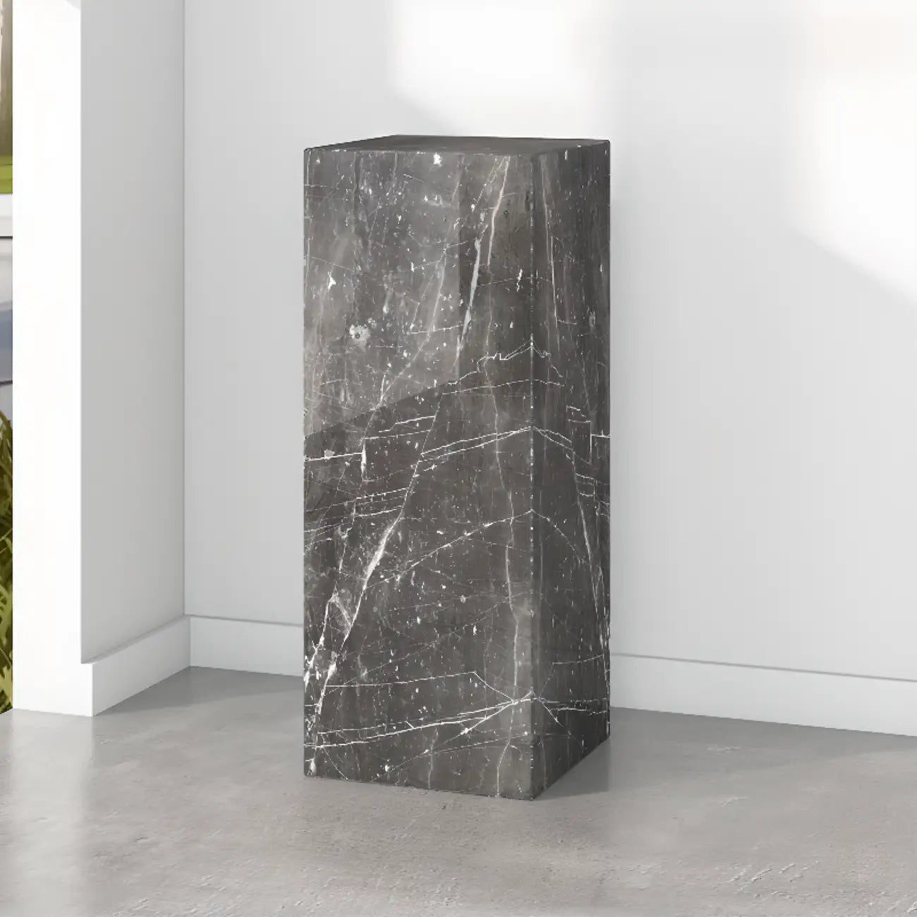 Minimalist Marble Square Block End Table