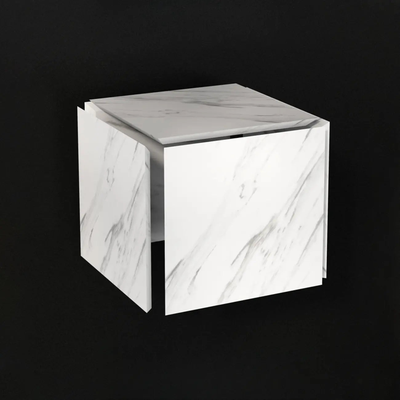 Minimalist Marble Square Block End Table