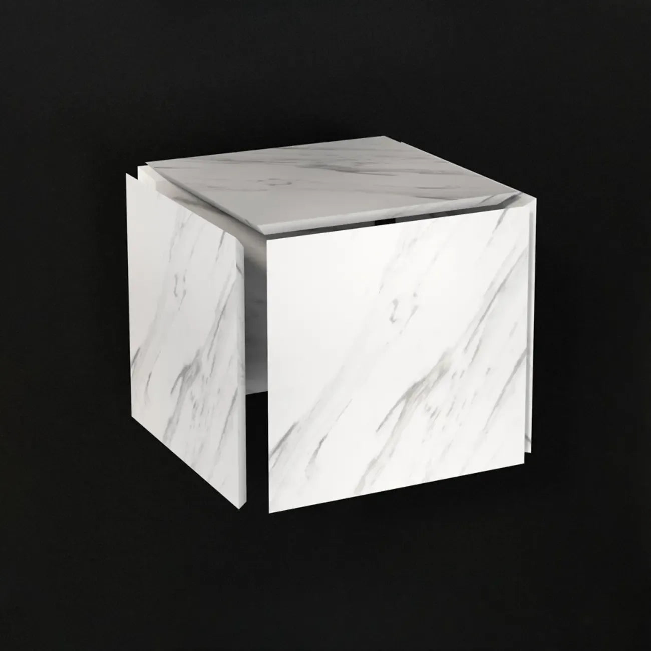 Minimalist Marble Square Block End Table
