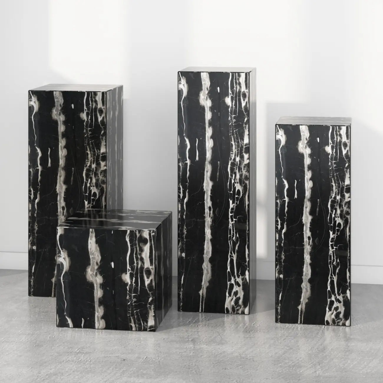 Minimalist Marble Square Block End Table