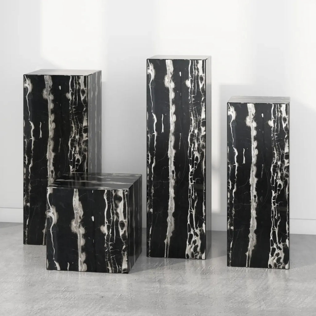 Minimalist Marble Square Block End Table