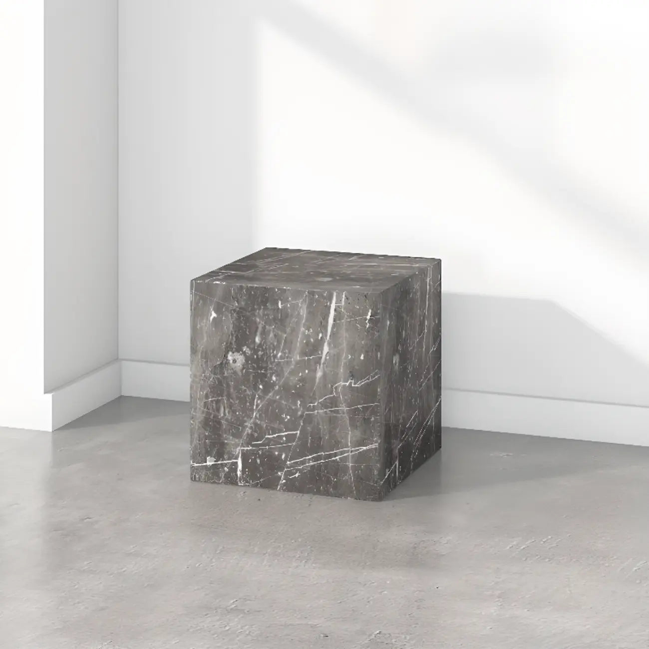 Minimalist Marble Square Block End Table