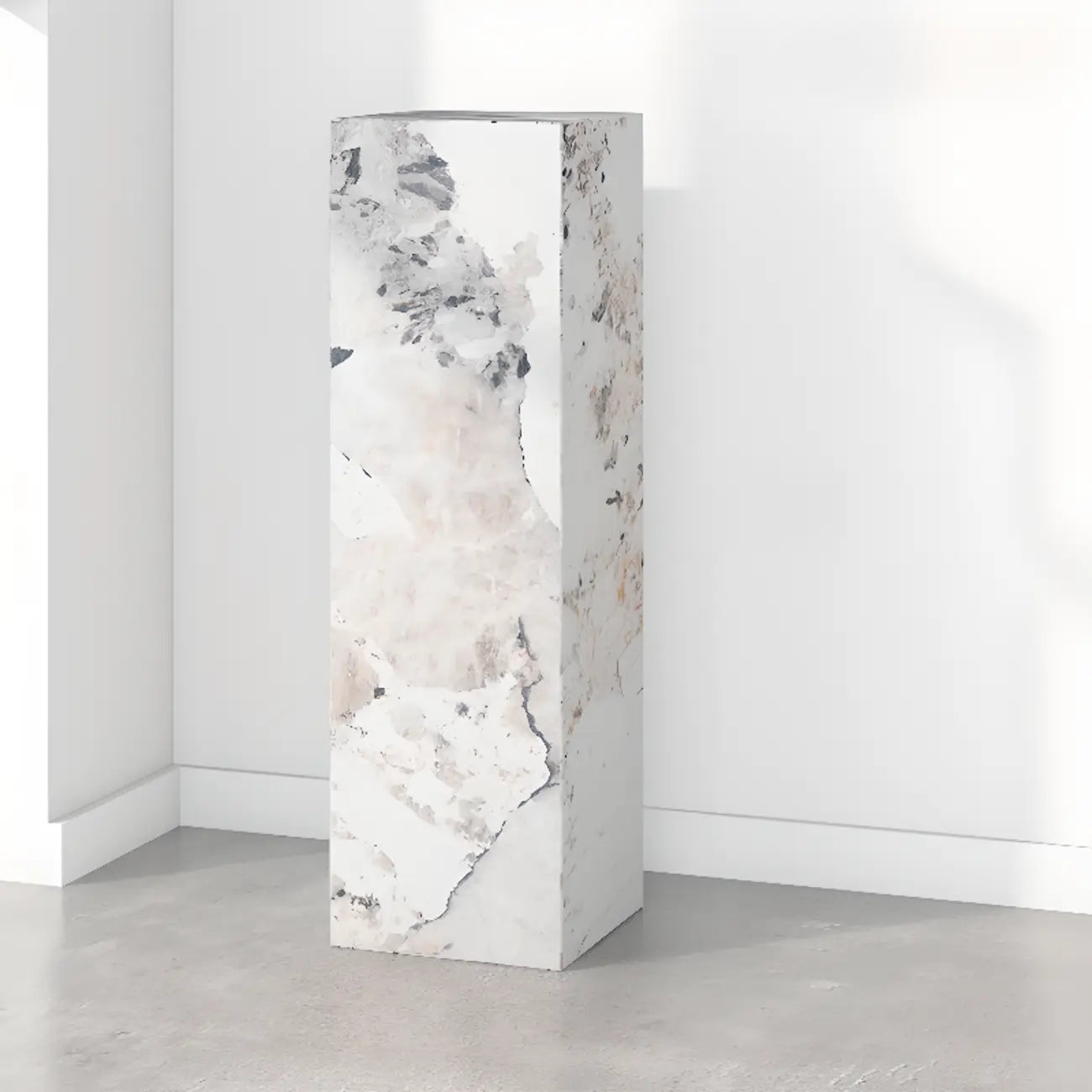 Minimalist Marble Square Block End Table