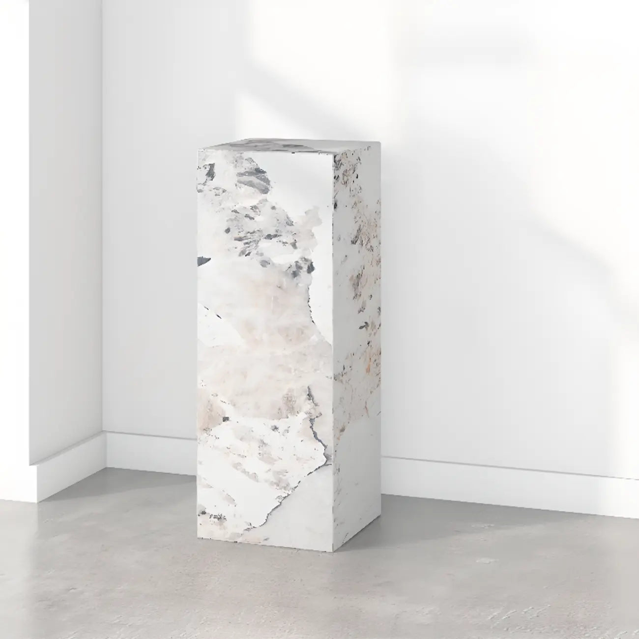 Minimalist Marble Square Block End Table