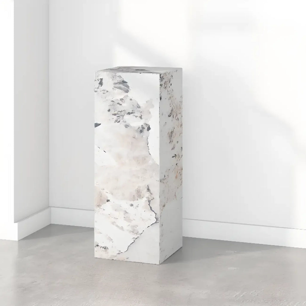Minimalist Marble Square Block End Table