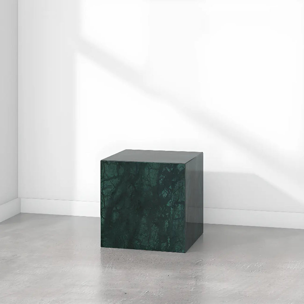 Minimalist Marble Square Block End Table