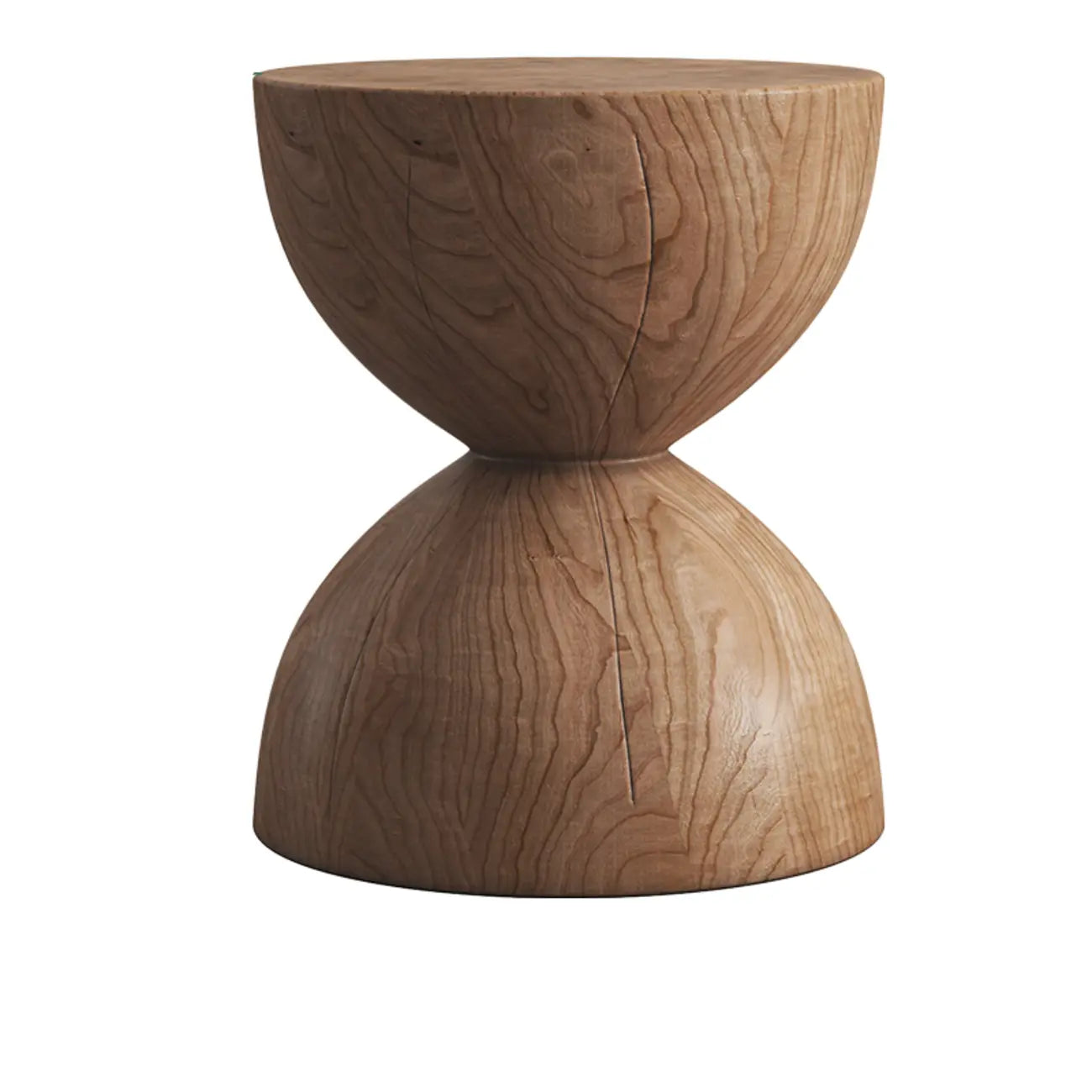 Hourglass Wooden Natural Finish Chairside Table