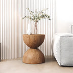 Hourglass Wooden Natural Finish Chairside Table
