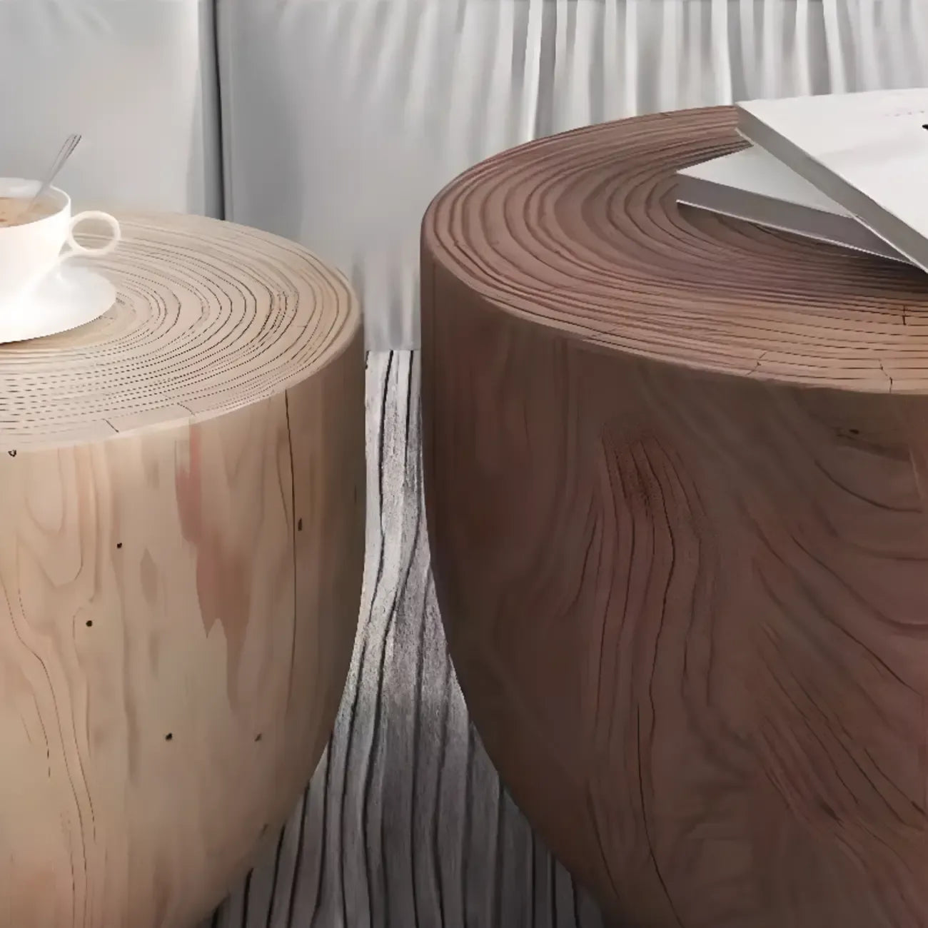 Hourglass Wooden Natural Finish Chairside Table