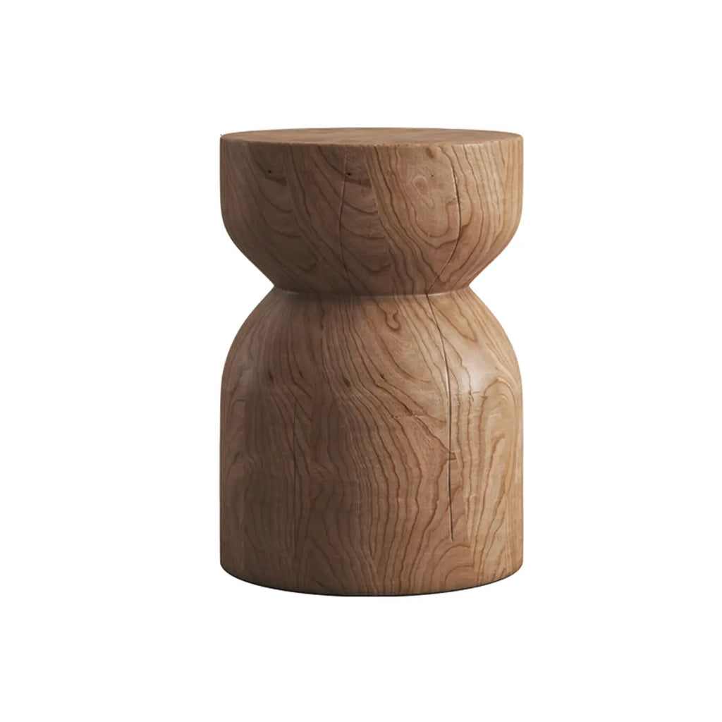 Hourglass Wooden Natural Finish Chairside Table